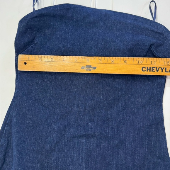 NWT Zara The Fitted Denim Dress Back Zip Strapless Bodycon Midi Dress Small - Picture 5 of 8